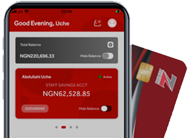 Zenith mobile app, visa card